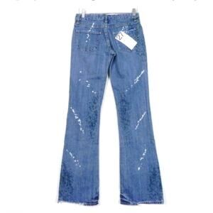 Paper Denim & Cloth  New Ripper Super Low Flare Jeans Paint Splatter 27